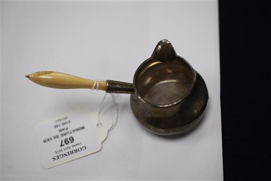A Victorian miniature silver brandy pan, height 2in.